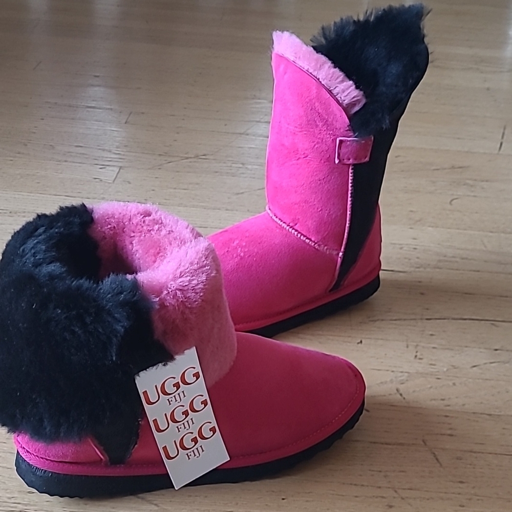 UGG Pink and Black custom made Boots